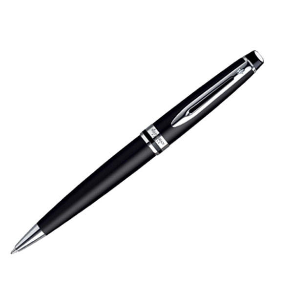 Matte black ball pen with nickel palladium plate trim and beveled... from ASI 84833 Newell Custom Writing Instruments / Newell Brands