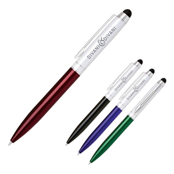 Twist action ballpoint pen with aluminum body. Featuring pearl white cap... from ASI 40544 Binaco / Binaline