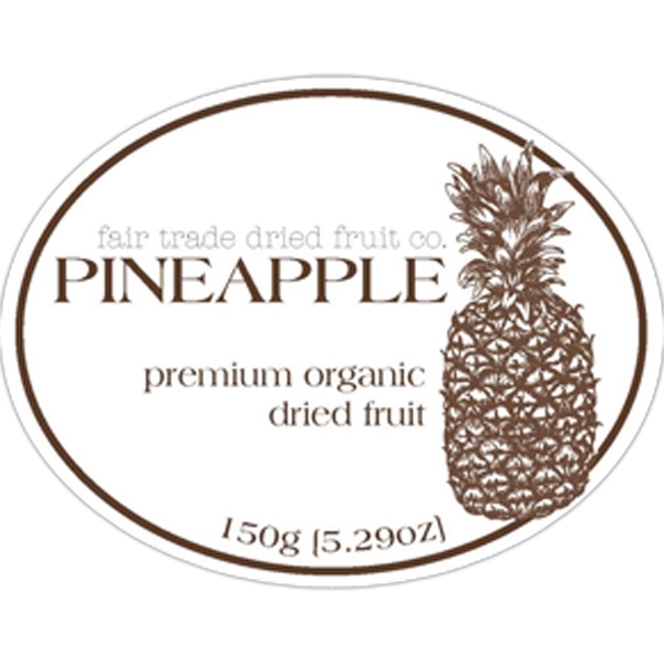 Oval-shaped four-color process label measuring 3" x 4" for attracting customers.... from ASI 66040 Label Works / Label Works®