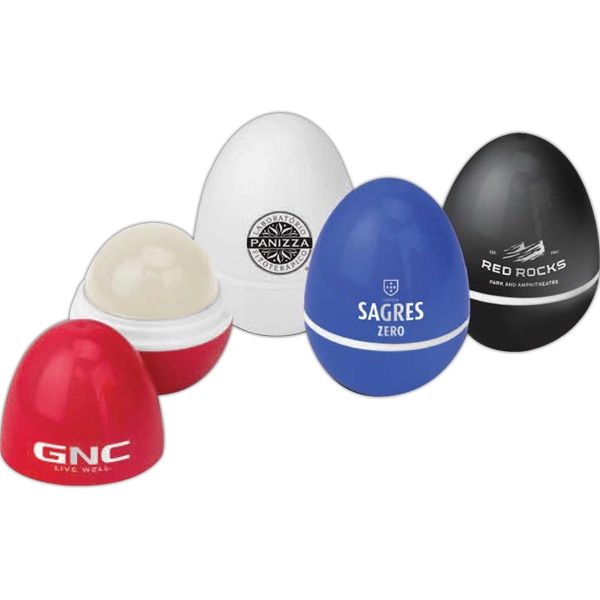 Mint flavored SPF free lip balm in an egg shaped container... from ASI 95838 ZZ Merged - Mixie Promotions / Webb Collection