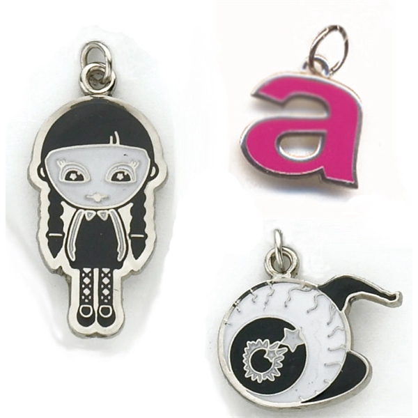 Up to 3/4" Die Struck Iron soft enamel charm with link.... from ASI 68760 Marken Industries / Marken