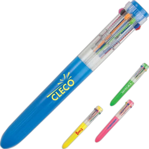 6 1/4" plastic retractable ballpoint pen with ten different ink colors.... from ASI 98360 WOWLine / WOWLine®