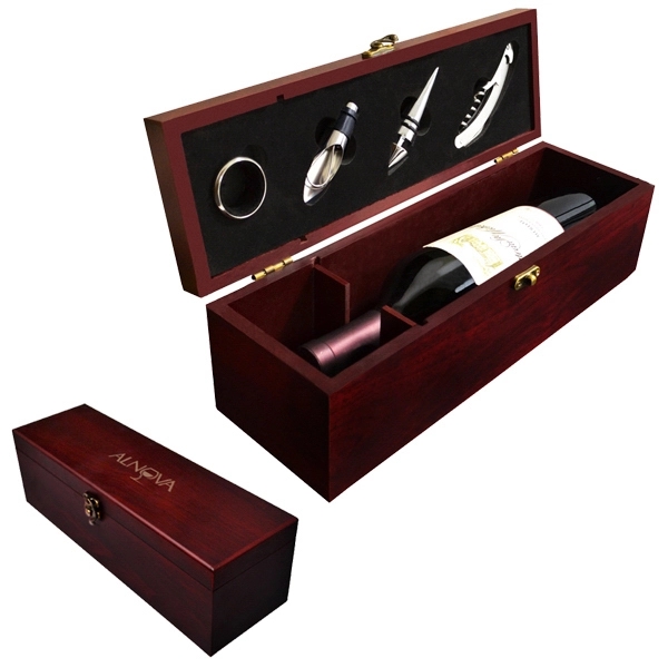 Rosewood finish single wine box with tool and black satin lining.... from ASI 40544 Binaco / Binaline