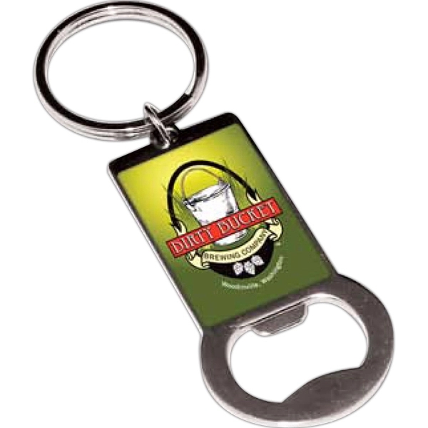 1/16" clear acrylic bottle opener keychain with 1" split ring and... from ASI 72521 Morris Magnets / Laser Cuts