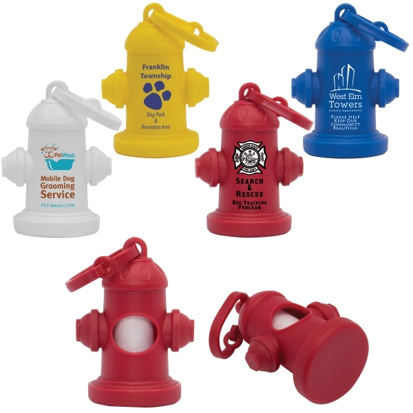 Fire hydrant pet waste bag dispenser with 10 biodegradable white waste... from ASI 62190 Illini