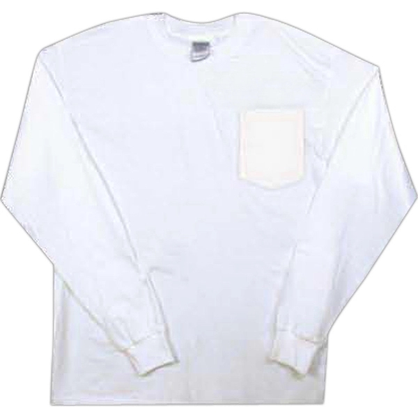 White heavyweight long sleeve pocket tee.... from ASI 31260 AdCapitol