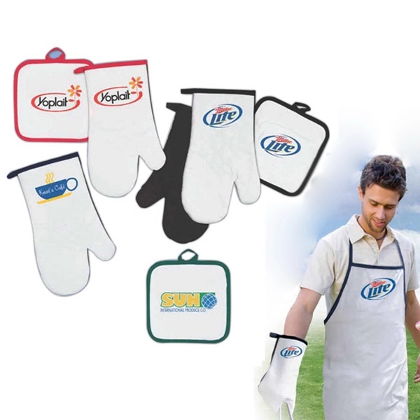 Barbecue set with an apron, oven mitt and potholder all with... from ASI 66390 LarLu