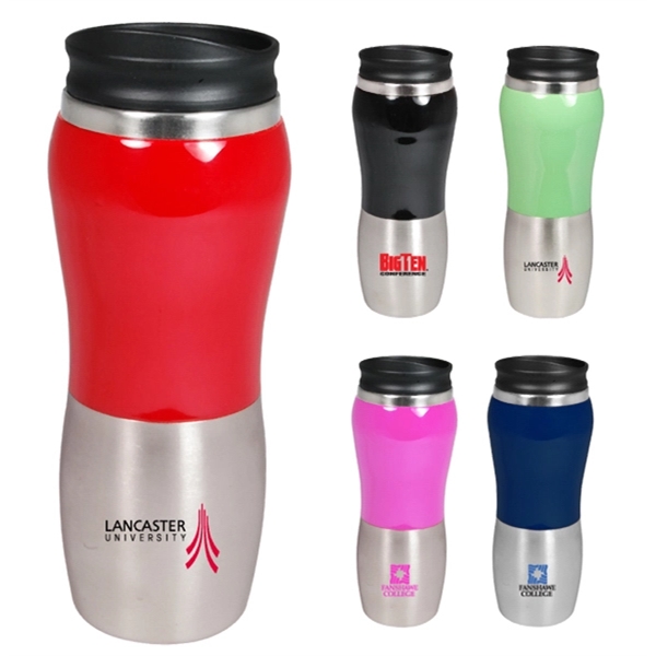 Fourteen oz. double wall stainless steel curved shaped tumbler.... from ASI 40544 Binaco / Binaline