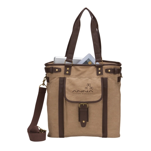 Tote bag made of 14 oz canvas and PVC leather.... from ASI 57702 GoodHopeBags, Inc.