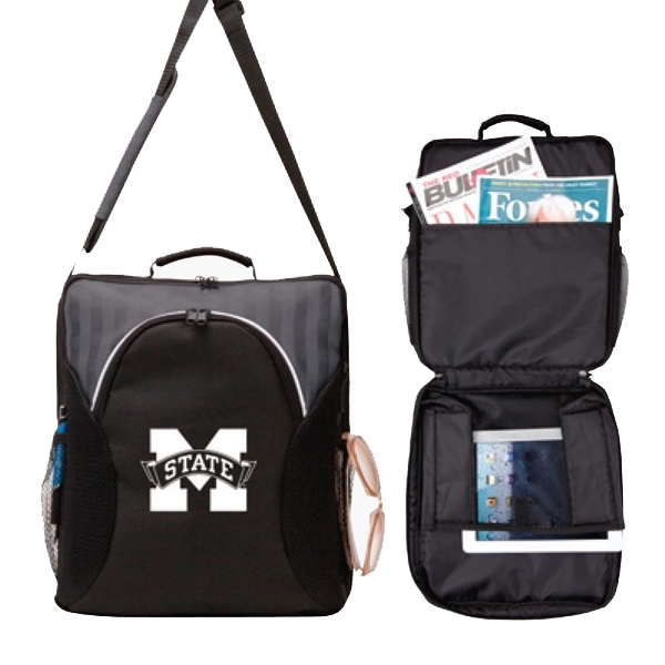 Vertical Messenger made of 600 denier polyester and 420 denier jacquard... from ASI 57702 GoodHopeBags, Inc.