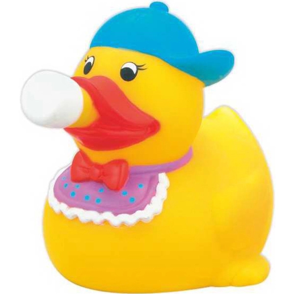Rubber baby duck savings bank toy with slot to insert money.... from ASI 57705 Goodview Industries Co Inc / Goodview Industries