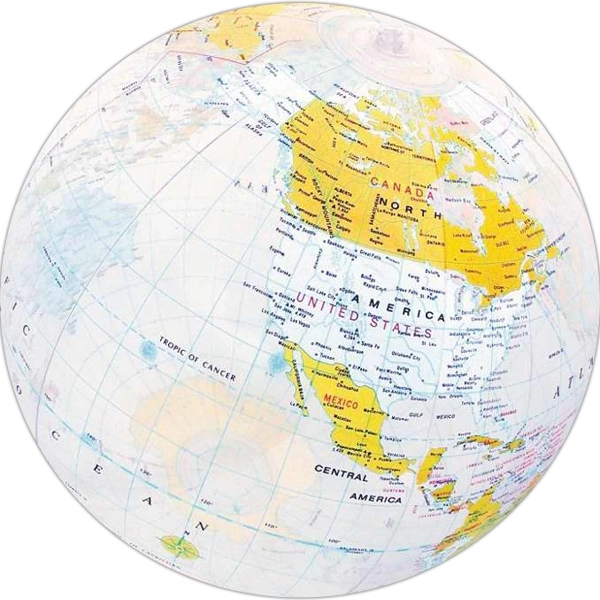 Inflatable transparent clear beach ball with full color map globe design.... from ASI 57705 Goodview Industries Co Inc / Goodview Industries