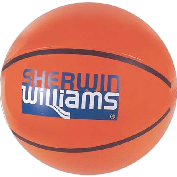 Orange inflatable basketball with traditional black markings.... from ASI 57705 Goodview Industries Co Inc / Goodview Industries
