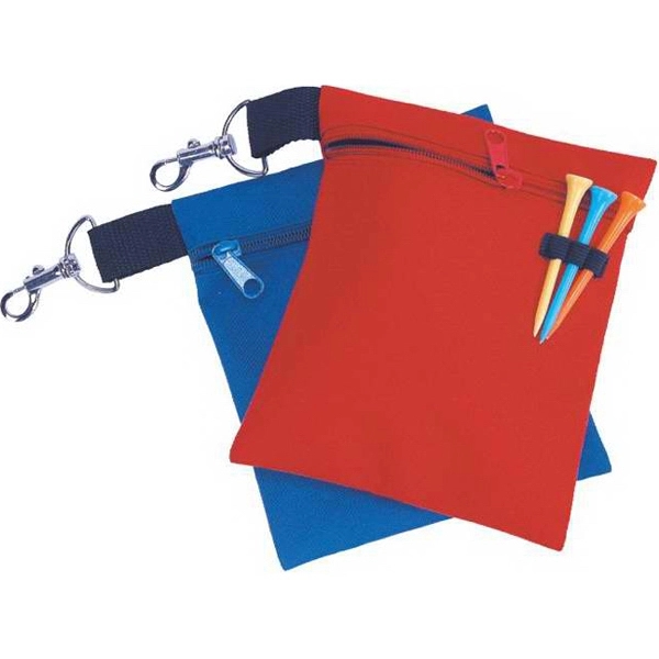Golf Tee Pouch with zipper closure has metal clip for attachment... from ASI 57705 Goodview Industries Co Inc / Goodview Industries