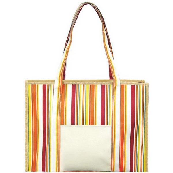 Sassy Striped Tote with sizable compartment zips closed.... from ASI 57705 Goodview Industries Co Inc / Goodview Industries
