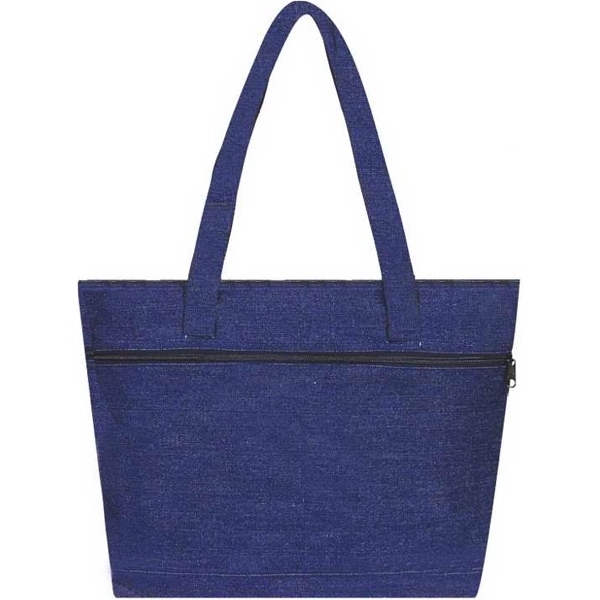 Fashionable Denim Tote have roomy main area with front zip pocket.... from ASI 57705 Goodview Industries Co Inc / Goodview Industries
