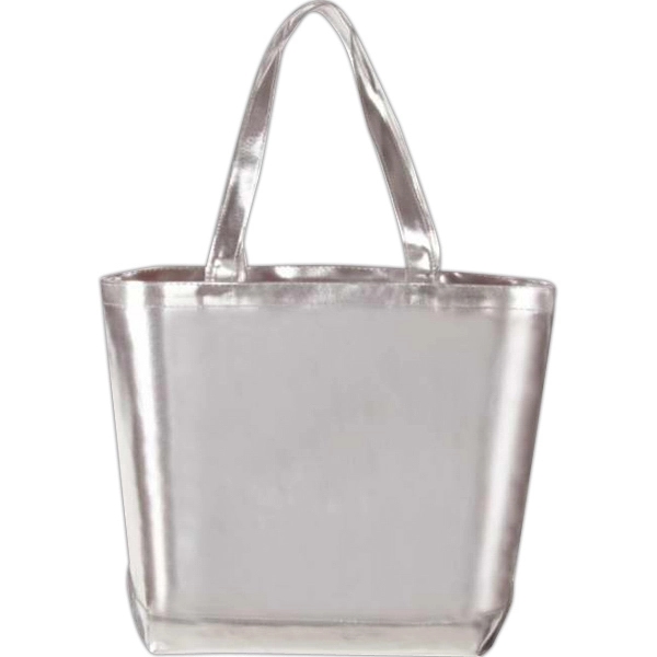 Elegant Metallic synthetic leather shopping Tote Bag with roomy main compartment.... from ASI 57705 Goodview Industries Co Inc / Goodview Industries