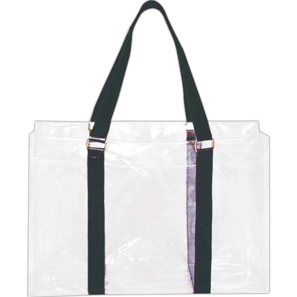 Clear PVC Tote Bag with Colored Handles have moderate size ideal... from ASI 57705 Goodview Industries Co Inc / Goodview Industries