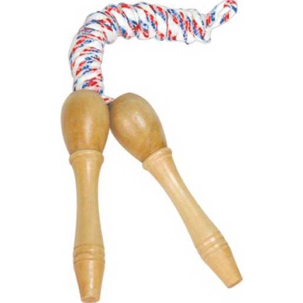 Colorful jump rope with natural wood handles.... from ASI 57705 Goodview Industries Co Inc / Goodview Industries
