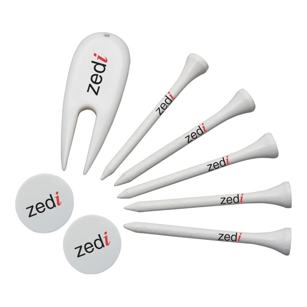 Set of 5 golf tees, 2 golf ball markers and 1... from ASI 42920 Busrel Inc