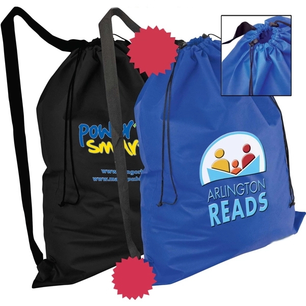 25" x 32" non-woven polypropylene drawstring laundry duffel with 1.5" shoulder... from ASI 35290 American Ad Bag Co