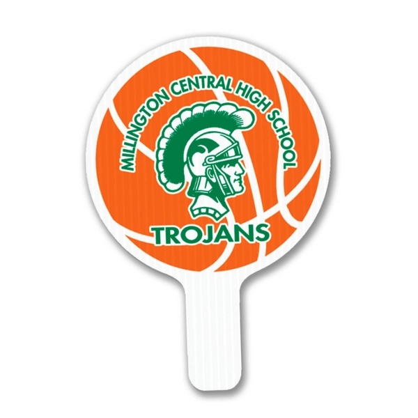 Weather resistant hand fan, made of corrugated plastic, approximately 8" x... from ASI 54322 FireSprint Printing / Pepco Poms