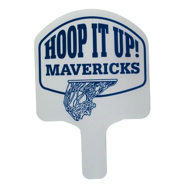Weather resistant hand fan, made of corrugated plastic, approximately 8" x... from ASI 54322 FireSprint Printing / Pepco Poms