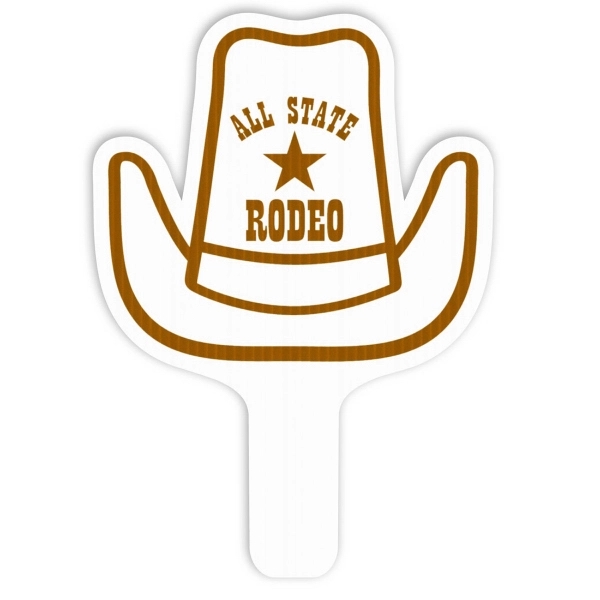 Weather resistant hand fan, made of corrugated plastic, approximately 8" x... from ASI 54322 FireSprint Printing / Pepco Poms