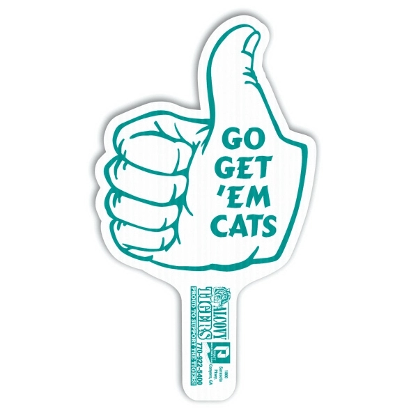 Weather resistant hand fan, made of corrugated plastic, approximately 8" x... from ASI 54322 FireSprint Printing / Pepco Poms