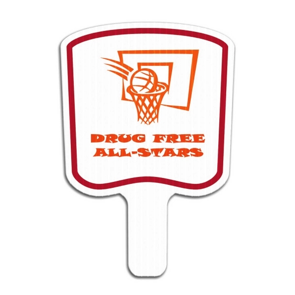 Weather resistant hand fan, made of corrugated plastic, approximately 8" x... from ASI 54322 FireSprint Printing / Pepco Poms
