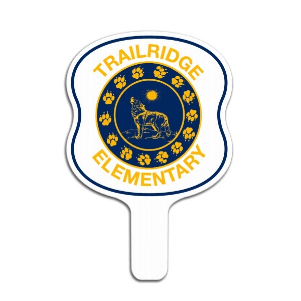 Weather resistant hand fan, made of corrugated plastic, approximately 8" x... from ASI 54322 FireSprint Printing / Pepco Poms