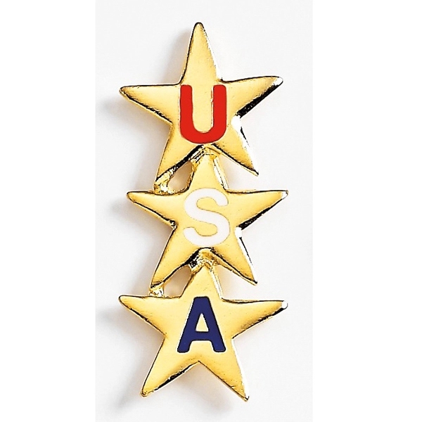 Red, white and blue USA stars patriotic lapel pin with military... from ASI 68760 Marken Industries / Marken