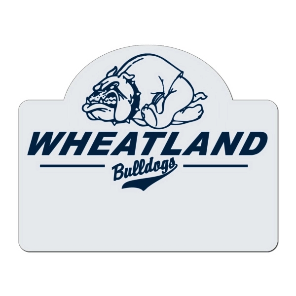 White lightweight plastic badge with safety pin or magnet backing, optional... from ASI 77280 Pepco Poms / Pepco Poms