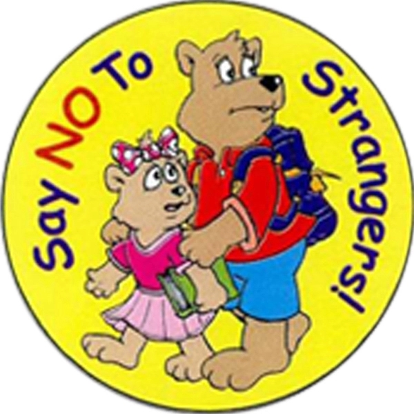 2" round "Say No To Strangers!" stickers. Blank.... from ASI 45815 Coloring Book Solutions / Coloring Book Solutions™