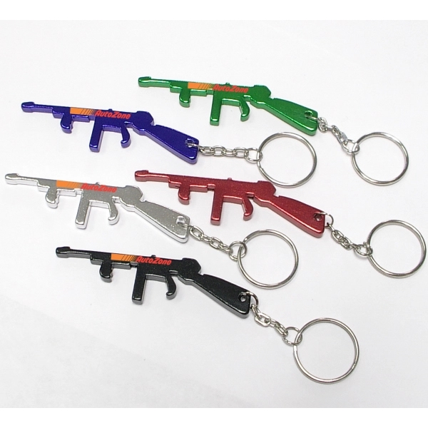 Rifle shape bottle opener with key chain.... from ASI 74585 Nu Promo International / Nu Promo Line