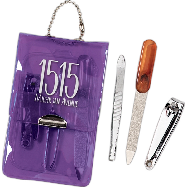 Compact nail care kit with nail clipper, file and tweezers.... from ASI 68507 The Magnet Group / Perfect Line