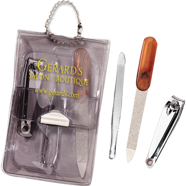 Compact nail care kit with nail clipper, file and tweezers.... from ASI 68507 The Magnet Group / Perfect Line