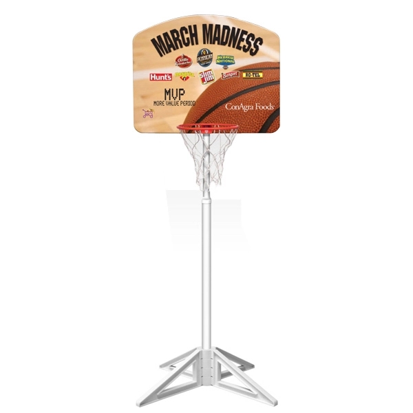 Free-standing basketball display with hoop and net and a 3 part... from ASI 68207 MAC Specialties Ltd / Sport Products