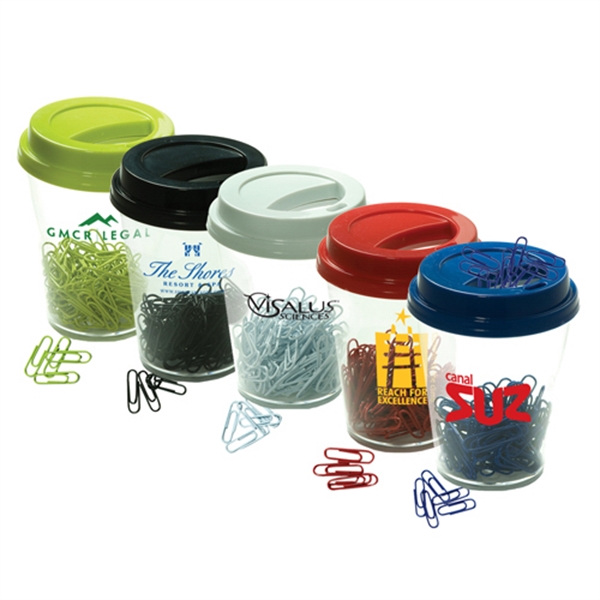 Paper clip tumbler with 100 PVC-coated paper clips.... from ASI 79530 Prime Line / Prime Line