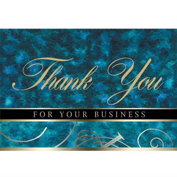 Blue and green colored everyday note card with "Thank You" scripted... from ASI 95280 Warwick Publishing Co / Warwick