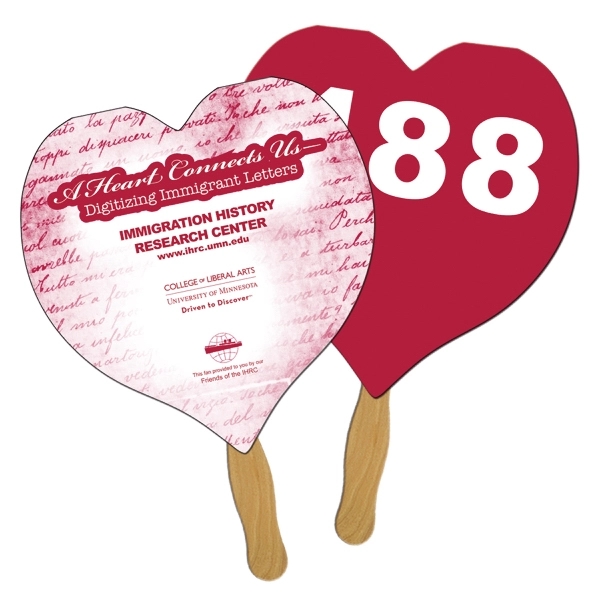 Heart shape auction fan with hidden wooden stick.... from ASI 67620 Lion Circle Corp / Lion/Circle
