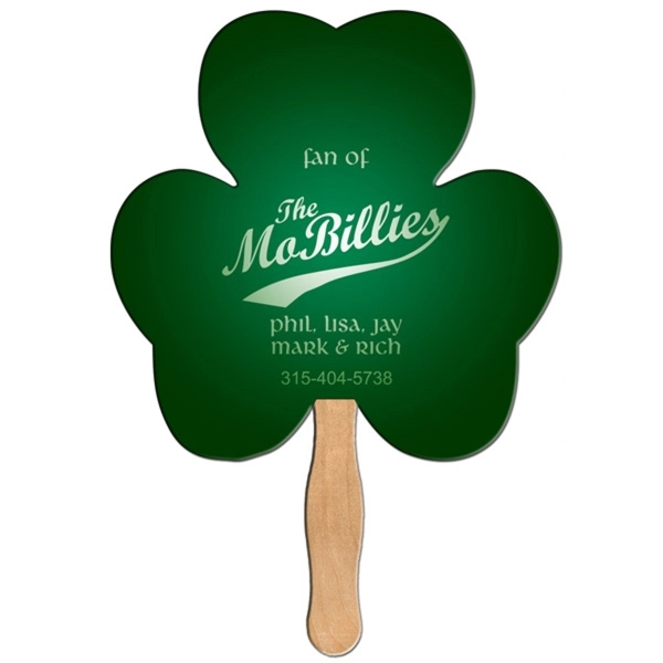 Shamrock shaped digital economy fans with double sided film lamination.... from ASI 67620 Lion Circle Corp / Lion/Circle