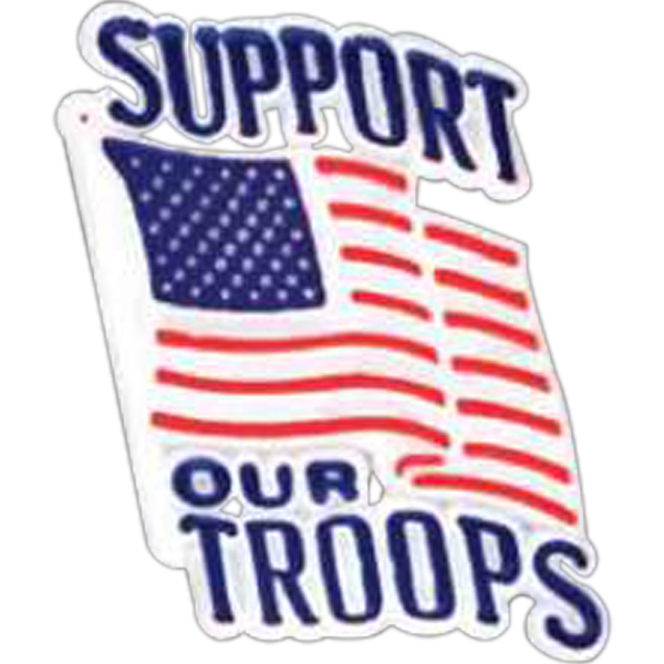 Plastic patriotic lapel pin with waving flag and "Support Our Troops"... from ASI 65485 ZZ MERGED - Knobby Krafters Inc / Knobby Kraft