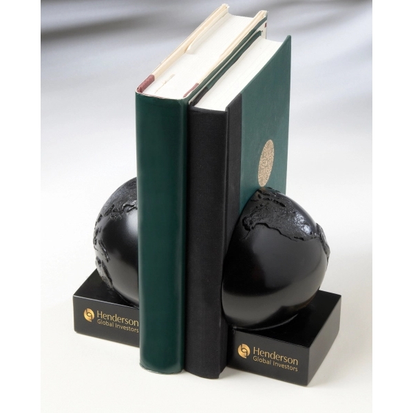 Globe bookend set, 5" x 2.75" x 5.5". Contains recycled materials.... from ASI 89860 StoneyCreek