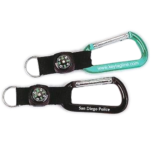 3 1/8" Carabiner with compass strap.... from ASI 40610 Perry Blackburne Inc / KEYTAGLINE