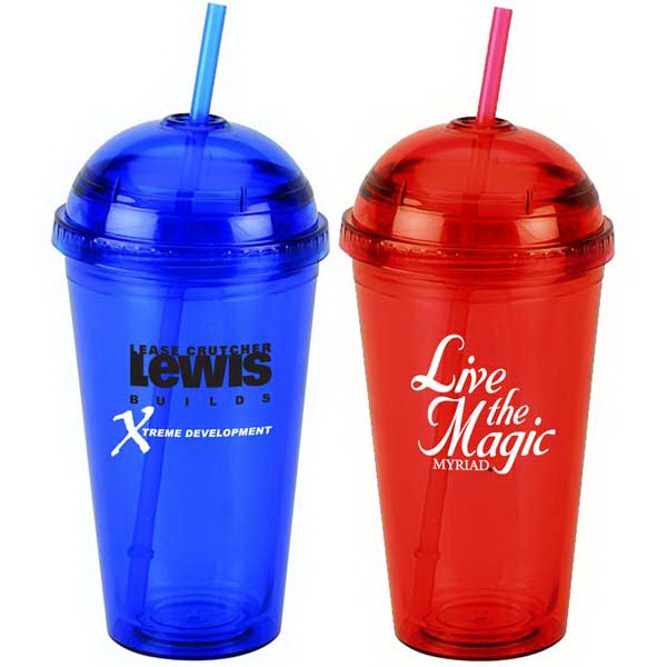 16 ounce double wall acrylic cup with dome lid and straw.... from ASI 39820 Opusline (Benmex) / Opus Line