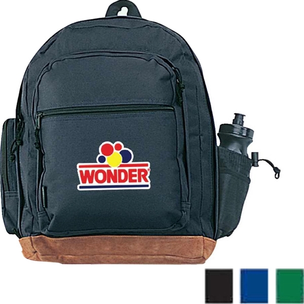 Backpack made of 600 denier polyester with leather bottom and mesh... from ASI 34046 Allcasion Travelware Co