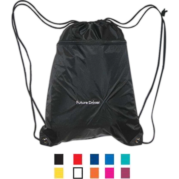 Backpack with zippered front pocket and a drawstring closure.... from ASI 34046 Allcasion Travelware Co