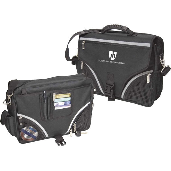 Black executive briefbag made of 600 denier with reflective trims.... from ASI 34046 Allcasion Travelware Co