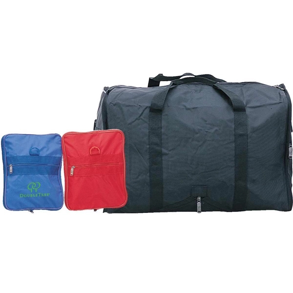 Compact foldable duffel bag with zippered front pocket and side pocket.... from ASI 34046 Allcasion Travelware Co